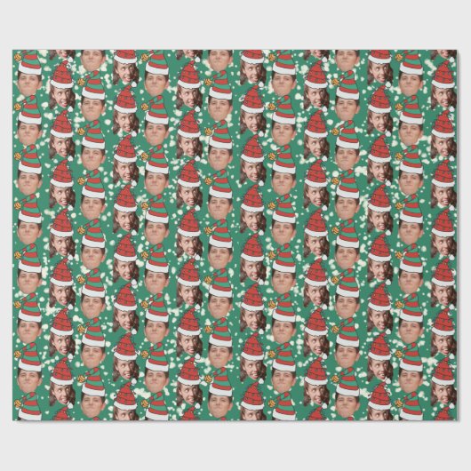 Custom Two Face Foto Funny Christmas Hats Geschenk Geschenkpapier (Flach)
