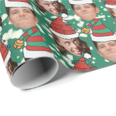 Custom Two Face Foto Funny Christmas Hats Geschenk Geschenkpapier (Rolleneckpunkt)