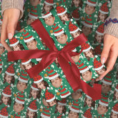 Custom Two Face Foto Funny Christmas Hats Geschenk Geschenkpapier