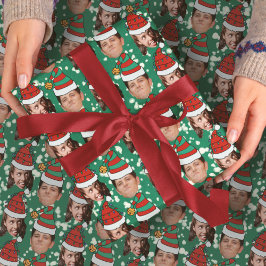 Custom Two Face Foto Funny Christmas Hats Geschenk Geschenkpapier