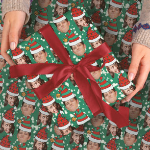 Custom Two Face Foto Funny Christmas Hats Geschenk Geschenkpapier