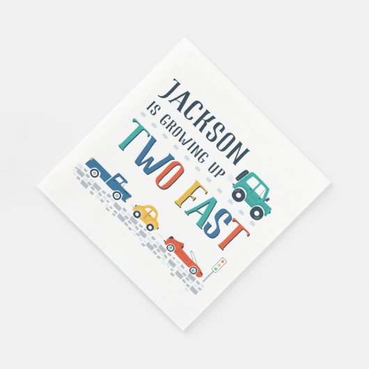 Custom Two Fast Second Birthday Serviette (Ecke)