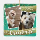 Custom Two Foto Christmas Keramikornament (Rückseite)