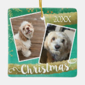 Custom Two Foto Christmas Keramikornament (Vorderseite)
