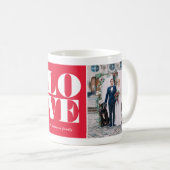 Custom Two Foto Collage Red LIEBE Valentine's Day Kaffeetasse (VorderseiteRechts)