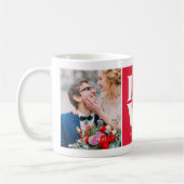 Custom Two Foto Collage Red LIEBE Valentine's Day Kaffeetasse (Links)