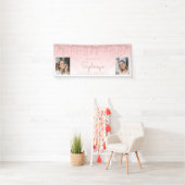 Custom Two Foto Pink Glitzer Tropfen 21. Geburtsta Banner (Insitu)