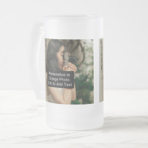Custom Two Fotos Artwork Slogan 16 oz Mattglas Bierglas