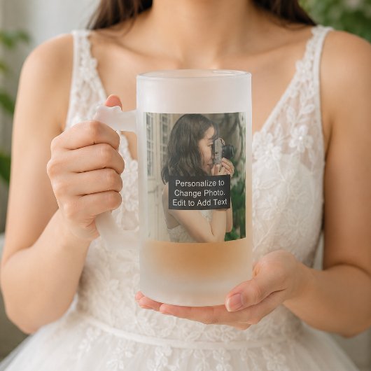 Custom Two Fotos Artwork Slogan 16 oz Mattglas Bierglas