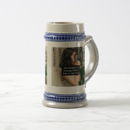 Custom Two Fotos Artwork Slogan Grau Blue Bierglas (VorderseiteRechts)