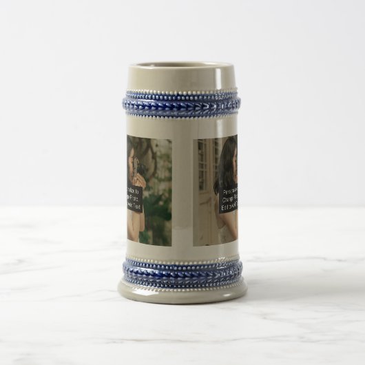 Custom Two Fotos Artwork Slogan Grau Blue Bierglas (Mittel)