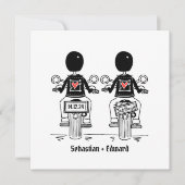 Custom Two Grooms Biker Motorrad Abend Hochzeit Einladung (Vorderseite)