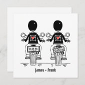 Custom Two Grooms Biker Motorrad Gay Wedding Einladung (Vorne/Hinten)