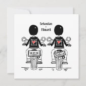 Custom Two Grooms Biker Motorrad Hochzeit Einladung (Vorderseite)