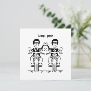 Custom Two Grooms Biker Motorrad Hochzeit Einladung