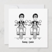 Custom Two Grooms Biker Motorrad Hochzeit Einladung (Vorderseite)