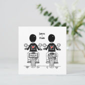 Custom Two Grooms Biker Motorrad Hochzeit Einladung (Stehend Vorderseite)