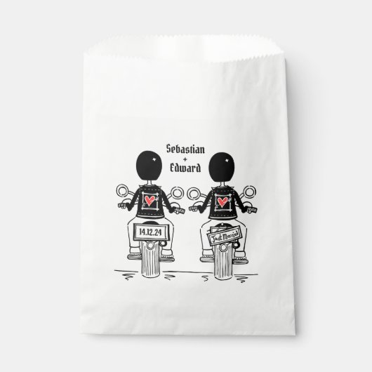 Custom Two Grooms Biker Motorrad Hochzeit Geschenktütchen (Vorderseite)