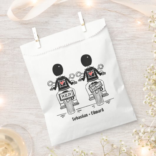 Custom Two Grooms Biker Motorrad Hochzeit Geschenktütchen (Ausgeschnitten)