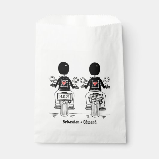 Custom Two Grooms Biker Motorrad Hochzeit Geschenktütchen (Vorderseite)