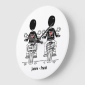 Custom Two Grooms Biker Motorrad Hochzeit Große Wanduhr (Winkel)