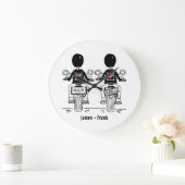 Custom Two Grooms Biker Motorrad Hochzeit Große Wanduhr (Zuhause)
