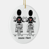 Custom Two Grooms Biker Motorrad Hochzeit Keramik Ornament (Rechts)
