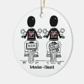 Custom Two Grooms Biker Motorrad Hochzeit Keramik Ornament (Links)