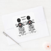 Custom Two Grooms Biker Motorrad Hochzeit Quadratischer Aufkleber (Umschlag)