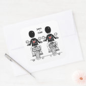 Custom Two Grooms Biker Motorrad Hochzeit Quadratischer Aufkleber (Umschlag)