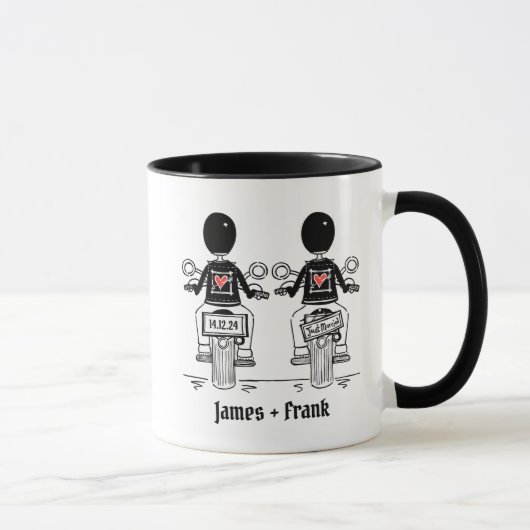 Custom Two Grooms Biker Motorrad Hochzeit Tasse (Rechts)