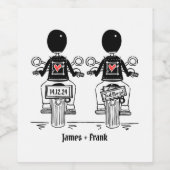 Custom Two Grooms Biker Motorrad Hochzeit Weinetikett (Einzelnes Label)