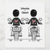 Custom Two Grooms Biker Motorrad Hochzeit Weinetikett (Einzelnes Label)