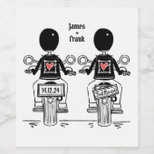 Custom Two Grooms Biker Motorrad Hochzeit Weinetikett (Einzelnes Label)