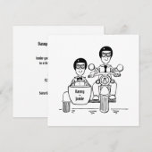Custom Two Grooms Motorrad und Sidecar Abend Einladung (Vorne/Hinten)