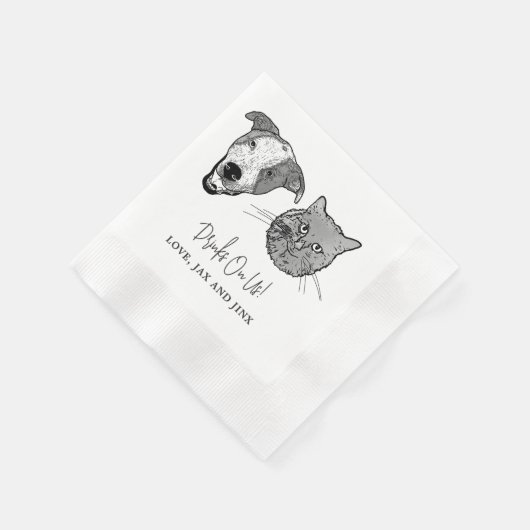Custom Two Pet Cocktail Napkins Hochzeit Serviette (Ecke)