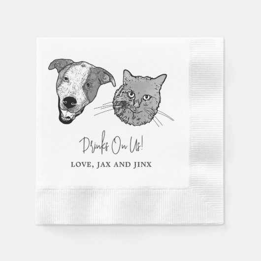 Custom Two Pet Cocktail Napkins Hochzeit Serviette (Vorderseite)