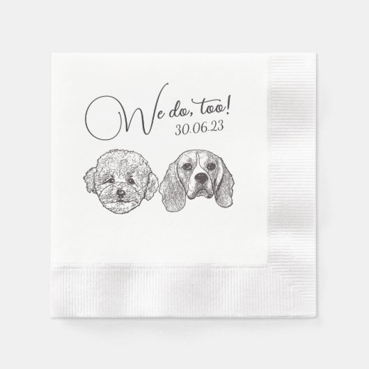 Custom Two Pet Cocktail Napkins Hochzeit Serviette (Vorderseite)
