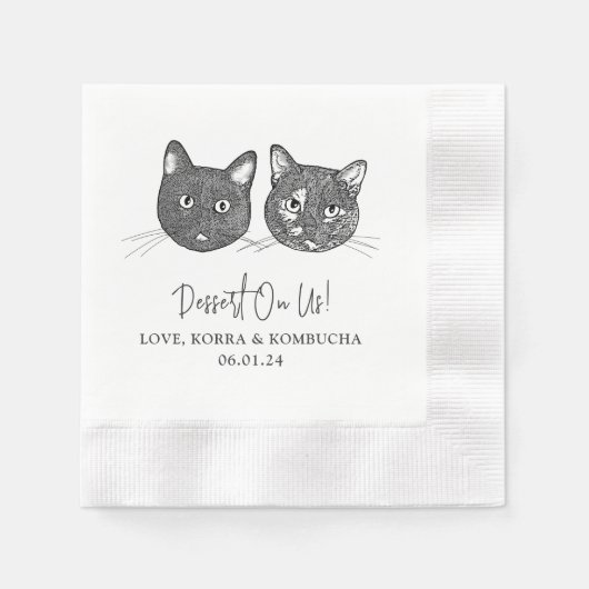 Custom Two Pet Cocktail Napkins Hochzeit Serviette (Vorderseite)