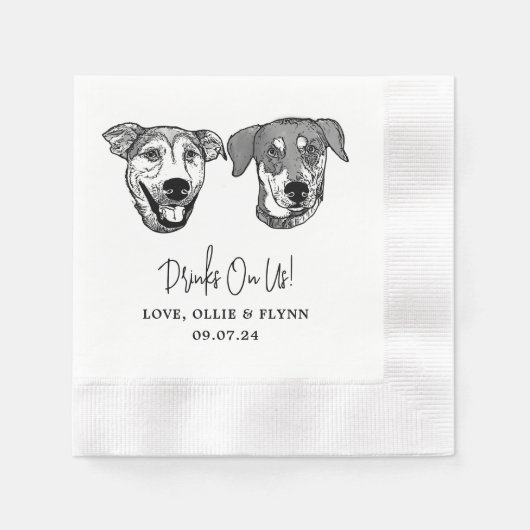 Custom Two Pet Cocktail Napkins Hochzeit Serviette (Vorderseite)