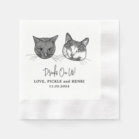 Custom Two Pet Cocktail Napkins Hochzeit Serviette (Vorderseite)