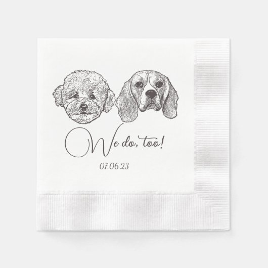 Custom Two Pet Cocktail Napkins Hochzeit Serviette (Vorderseite)
