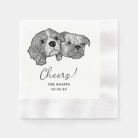Custom Two Pet Cocktail Napkins Hochzeit Serviette (Vorderseite)