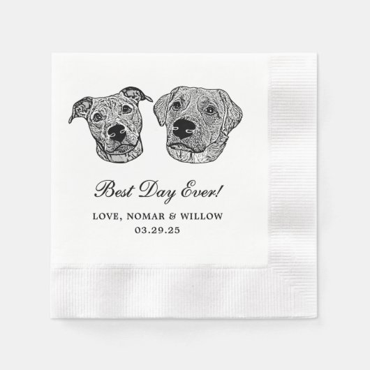 Custom Two Pet Cocktail Napkins Hochzeit Serviette (Vorderseite)