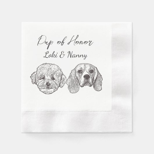 Custom Two Pet Cocktail Napkins Hochzeit Serviette (Vorderseite)