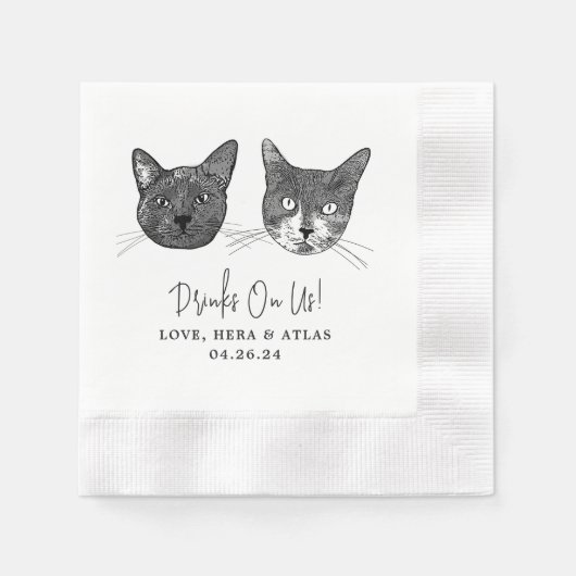 Custom Two Pet Cocktail Napkins Hochzeit Serviette (Vorderseite)