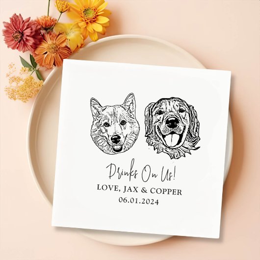 Custom Two Pet Cocktail Napkins Hochzeit Serviette