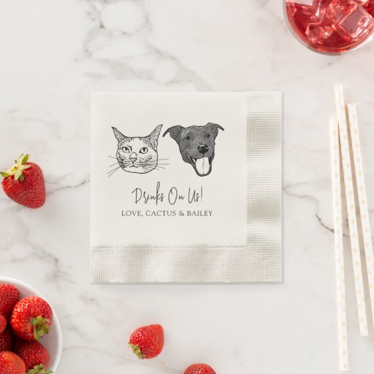 Custom Two Pet Cocktail Napkins Hochzeit Serviette (Beispiel)