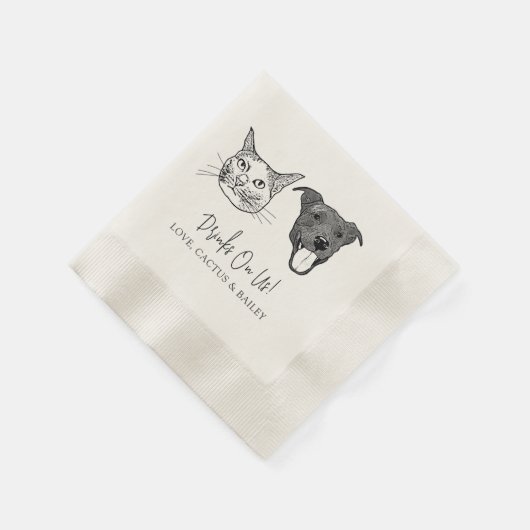Custom Two Pet Cocktail Napkins Hochzeit Serviette (Ecke)