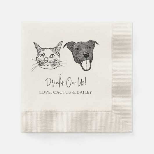 Custom Two Pet Cocktail Napkins Hochzeit Serviette (Vorderseite)